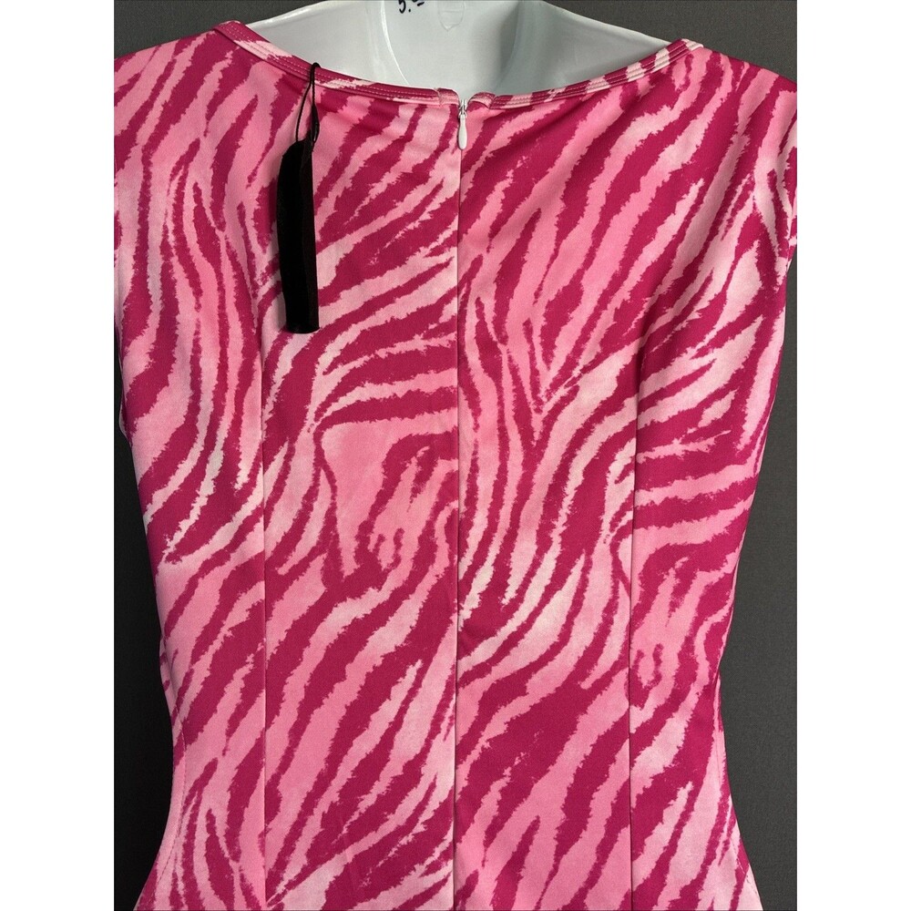 Vivienne Hu Cut Out Bodycon Cocktail Dress Sz 4 Bold Pink Zebra Print Party READ - Picture 14 of 16